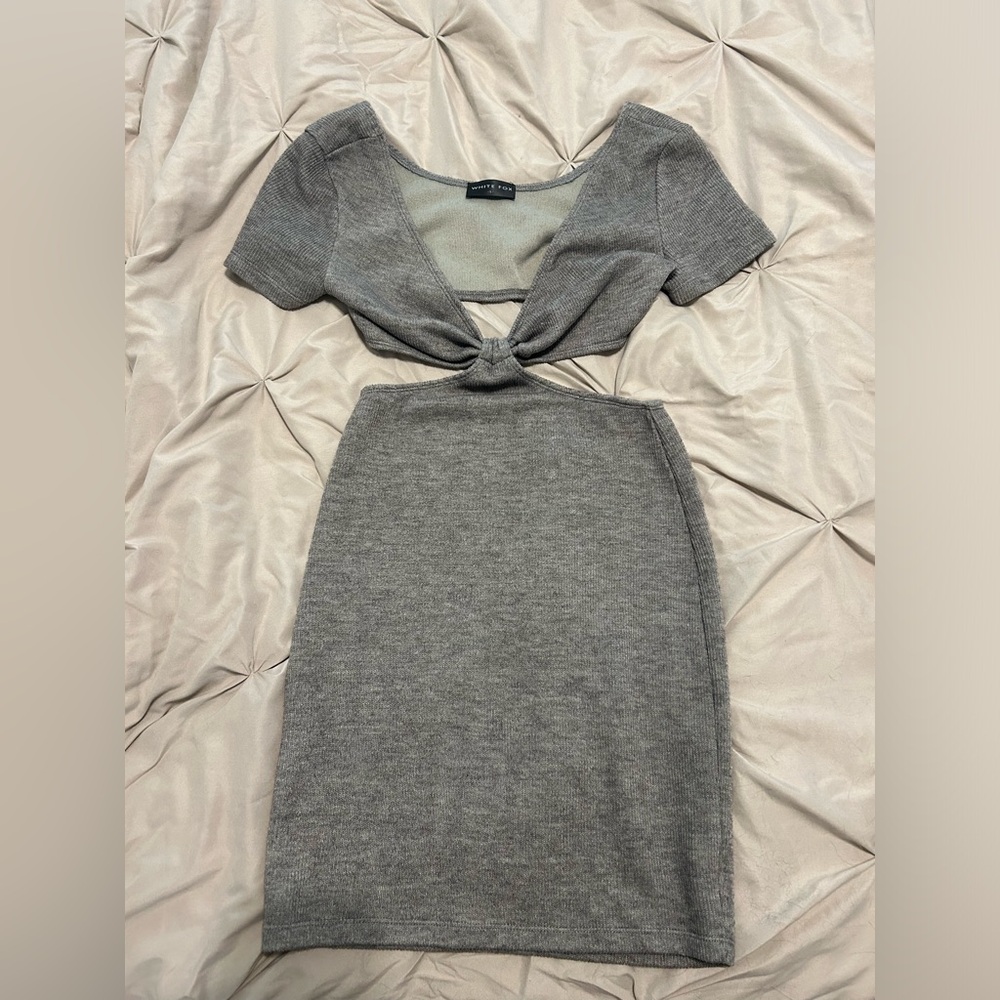 White Fox Boutique Charcoal Twist Mini Dress